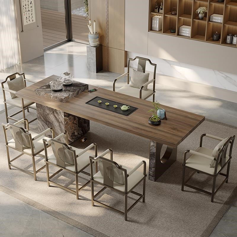 轻奢现代简约岩板茶桌意式极简茶台茶G椅组合别墅家用客厅阳台茶