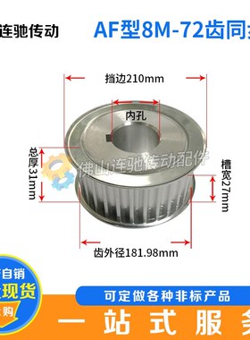 两面平8M72齿T通孔同步皮带轮 AF型 槽宽27/32/42/52内孔20-55mm