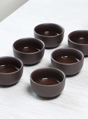 朱泥紫砂茶杯 功夫茶具茶盏主人杯品茗杯小茶碗单杯6只装