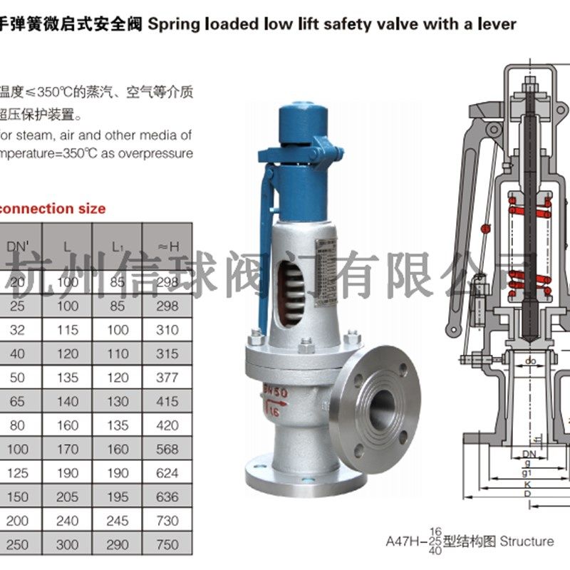 YOY中国永一铸钢弹簧微启式法兰安全阀A47Y/H-16/25C蒸汽泄压稳压