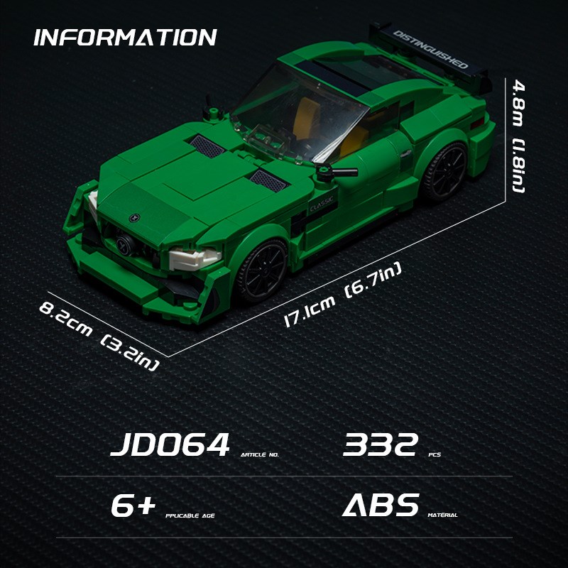 小角度JD064MOC砖块跑车拼装积木汽车模型8格车迷你名车
