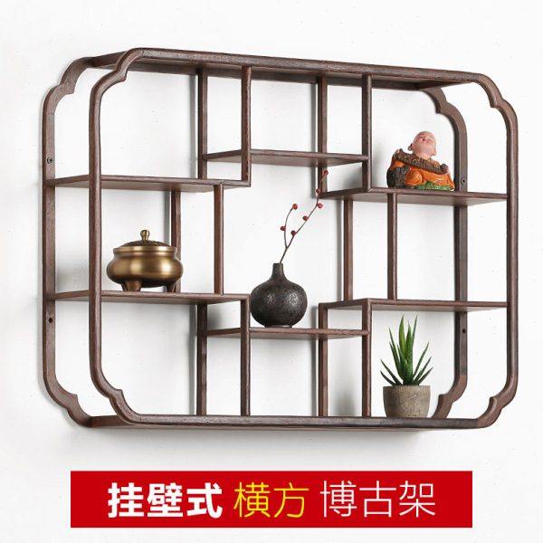 鸡翅木小博古架实木中式壁挂墙上多宝阁茶具架摆件架红木茶壶架子