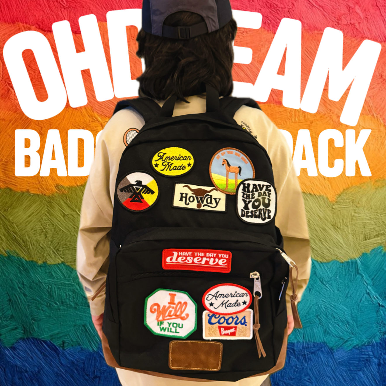 OHDREAM童装黑色百搭彩色徽章双肩包男女童亲子背包,运动包/户外包/配件,双肩背包,淘宝优惠券,粉丝福利购,淘宝优惠卷