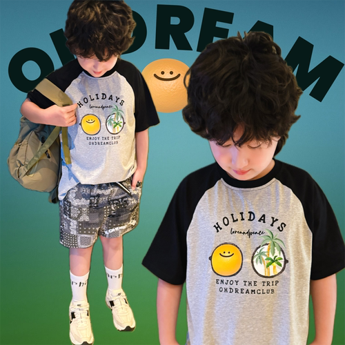 OHDREAM童装插肩袖度假系列海岛墨镜全家亲子男女童短袖T