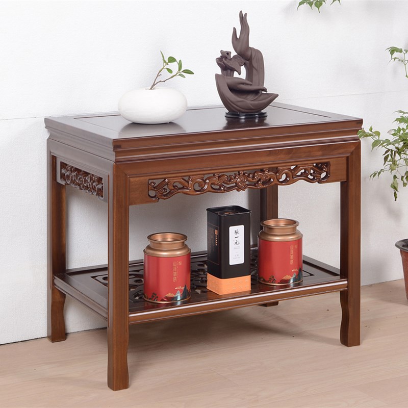 100%全实木h新中式盆景架鱼缸架花架奇石桌置物架沙发边角几小茶