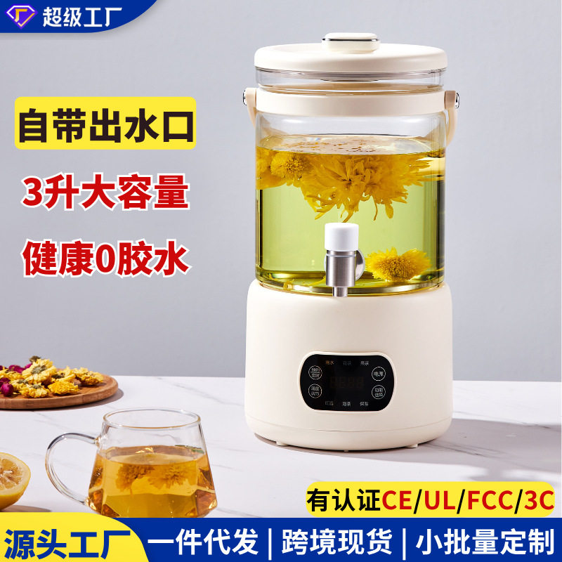 养生壶家用3升大容量电热烧水壶煮茶器花茶桶带出水口跨境110V