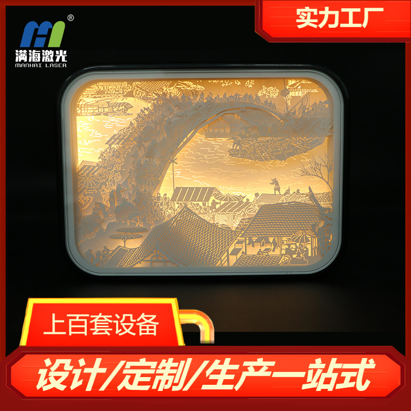【源头厂家】名画立体纸质纸雕灯清明上河图光影纸雕灯3d镂空纸雕