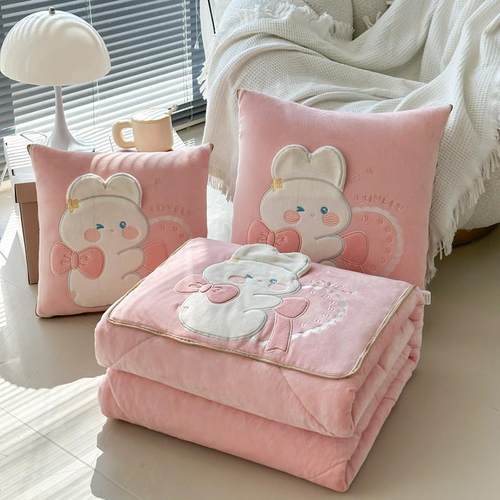 车载抱枕被子两用车用新款加厚珊瑚绒汽车午睡枕头毯子二合一车内