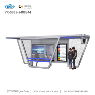 Metal Bus Stop Street with Outdoor Shelter Lightbox Smart