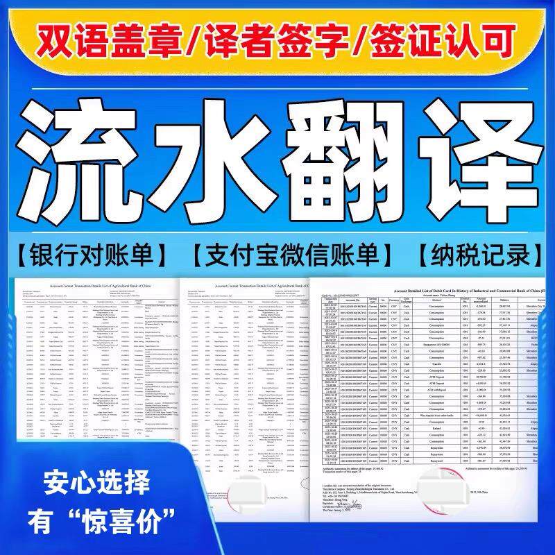 翻译账单付宝微信记录签证材料英笔译服务
