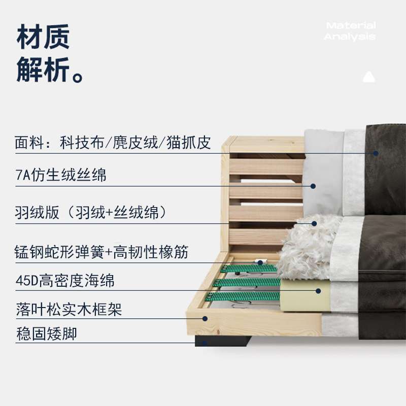 佛山超深坐宽科技布沙发意式极简客厅小户型轻奢网红直排三人沙发