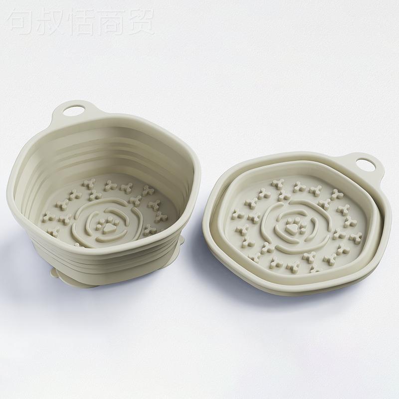 狗狗外出折叠宠户硅胶碗便携狗碗猫咪喂食碗双外碗一体防物FCO噎