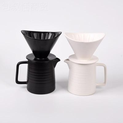 美式形手冲咖啡分壶套装家用V60滴漏式翼陶过瓷滤器享壶咖啡QZV器