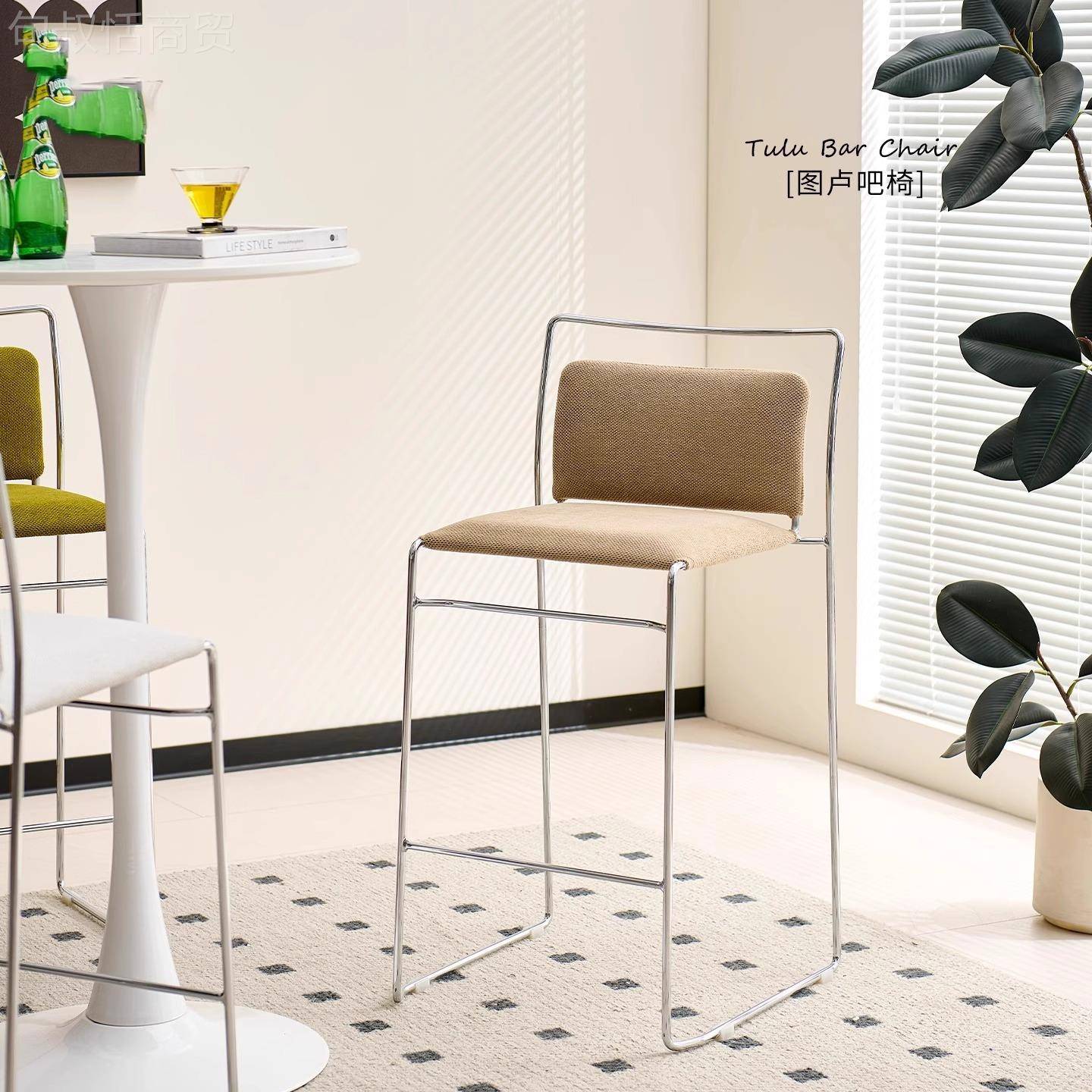 中古风法家简约吧台脚椅用高餐椅设计师45689极简式复古岛台靠背