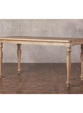 #W8经典法式美式乡木村餐桌欧式田园风格复古橡旧做全实木圆TMZC1