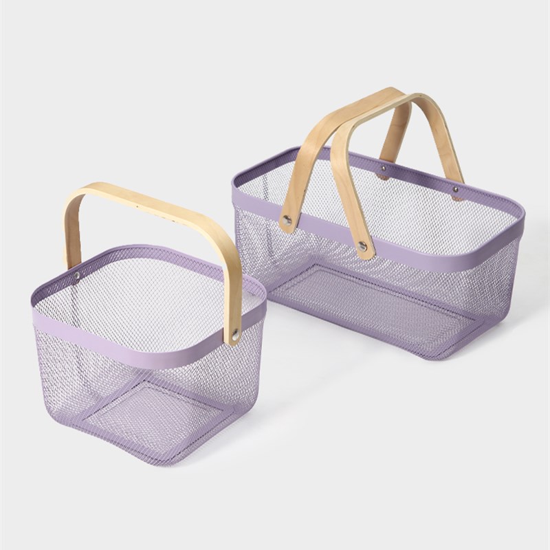 铁艺收纳筐茶几桌面家用手提收纳篮水果杂物菜篮子零食整理储物篮