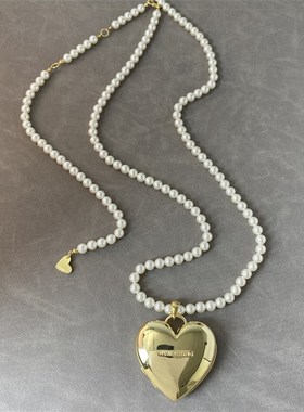 fever珍珠腰链韩国numbering大号金属开合爱心长款肩带包包项链