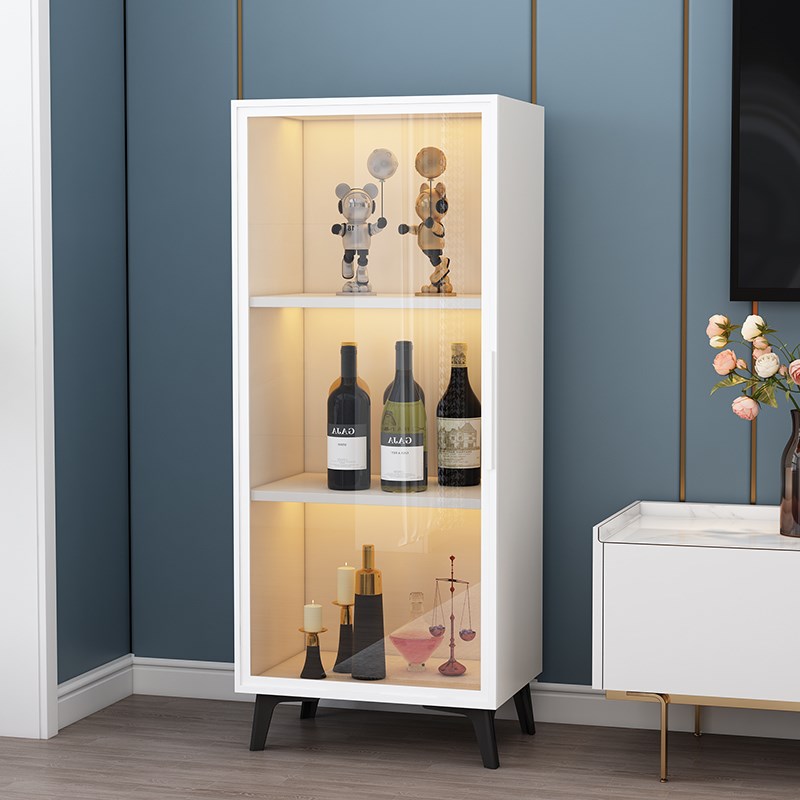 轻奢酒柜客厅靠墙电视机r边柜置物柜家用展示小酒柜带玻璃门储物