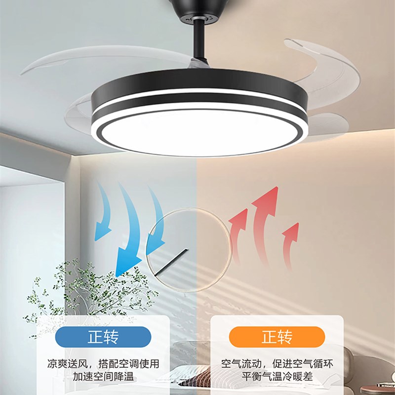 特价led隐形风扇灯主卧房间主客厅餐厅卧室中山灯具电扇灯吊扇灯
