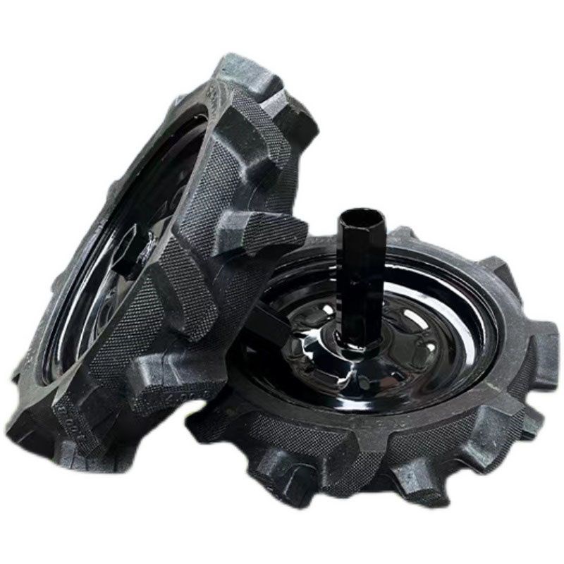 德国进口微耕机实心轮胎加厚钢圈带轴总成400-8耕地机350-6尾轮高