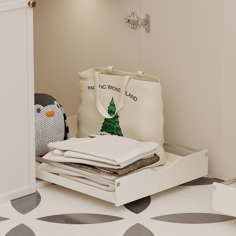 橱柜收纳盒置物箱厨房拉篮底部免钉托盘pp加强滑轨分层整理储物