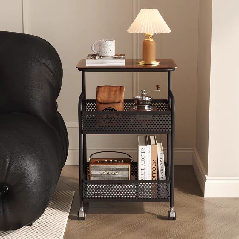 中古小推车置物架可移动沙发边几客厅零食收纳复古边柜茶几小桌子