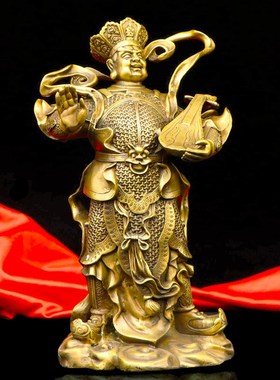 黄铜四大天王佛像摆件四大金刚持国广目增长多闻R天王护法神像一