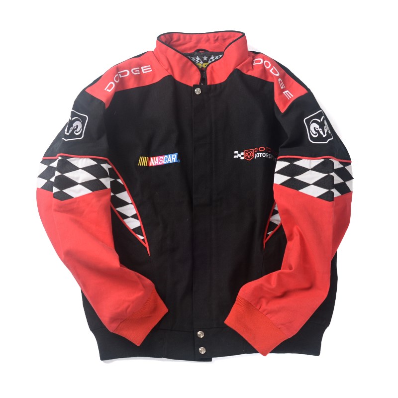 超帅战衣 美式复古男赛车运动机车服棒球领绣花时尚休闲夹克外套