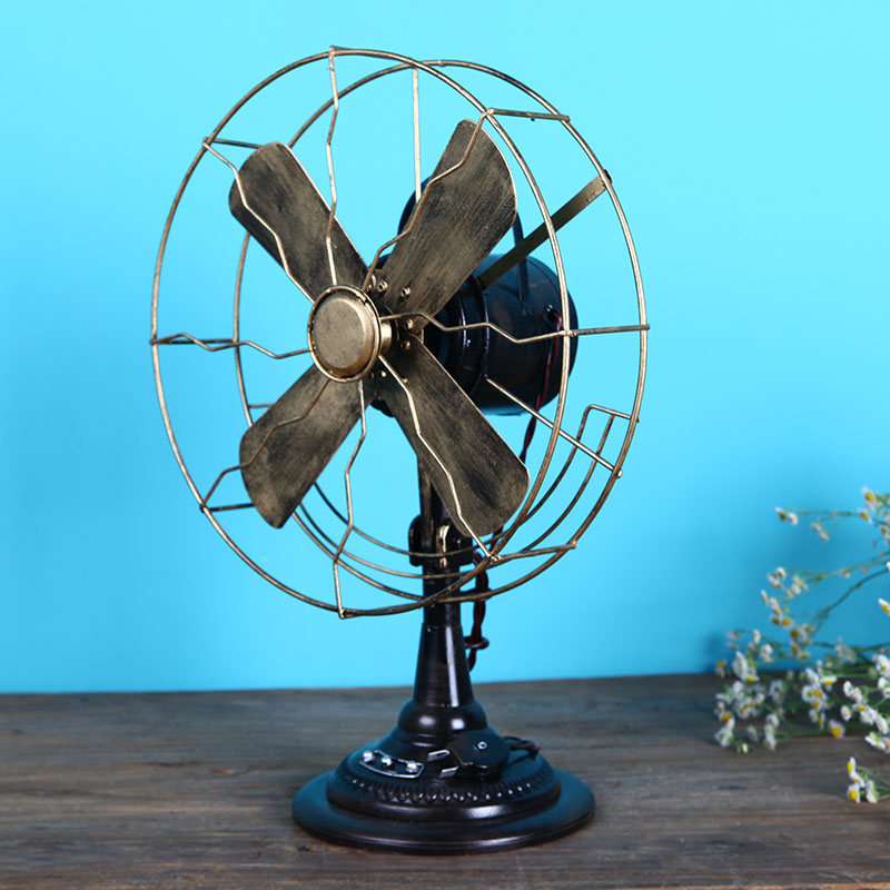 复古怀旧老式铁皮电风扇模型摆件拍摄影视道具咖啡厅店铺道具模型