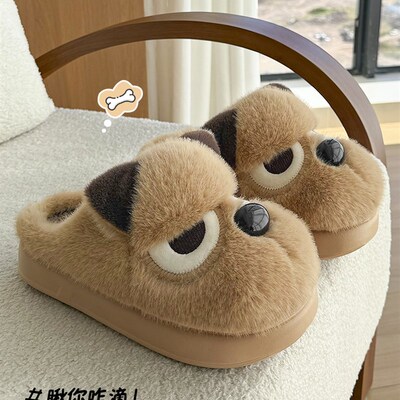 可爱小狗棉拖鞋女冬季2025新款室内家居保暖加厚毛绒棉拖女款外穿