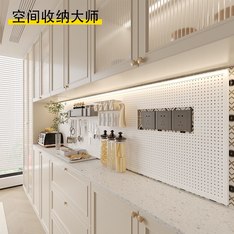 洞洞板墙上置物架门店不锈钢展示架墙面造型收纳摆件万能挂板货架