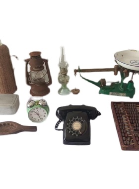 民俗老物件煤油灯提灯算盘饭盒旧货农家院复古怀旧装饰收藏品摆件