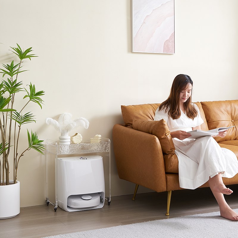 扫地机器人置物架亚克力边几收纳透明云鲸科沃斯追觅石头移动推车