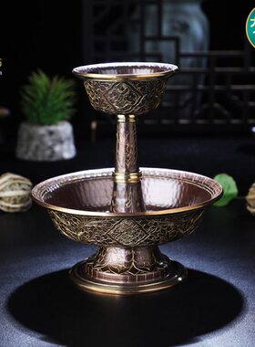 藏式尼泊尔护法杯摆件 家用供奉用品手工锤纹供杯大号 高约17cm
