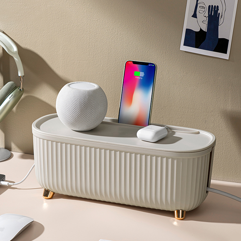 插排插座插线板收纳盒客厅电线理线器办公室桌面电源线遮挡集线盒