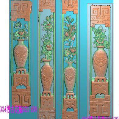 精雕图 精品博古花瓶21 100牡丹花菊花四季花 灰度图 单个图价