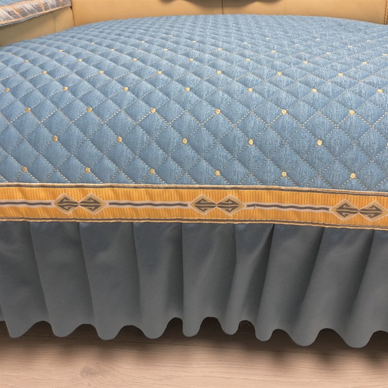 四季新款定做防滑沙发套坐垫简约耐E脏耐磨时尚蓝色不起球沙发垫