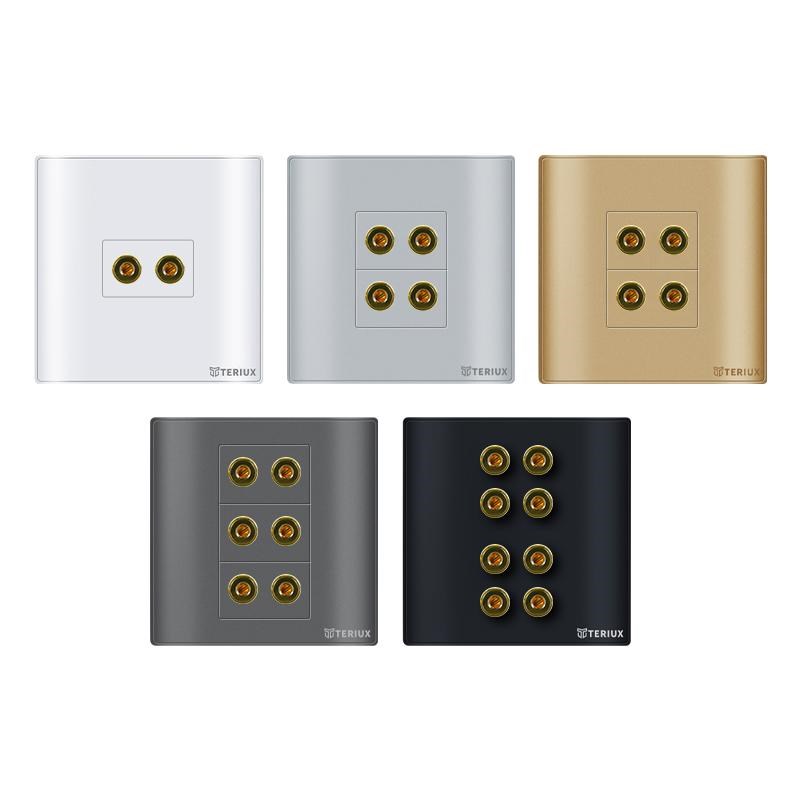 86型音响音频面板2头4头音箱喇叭插座红黑香蕉头接线柱5.1环绕8头