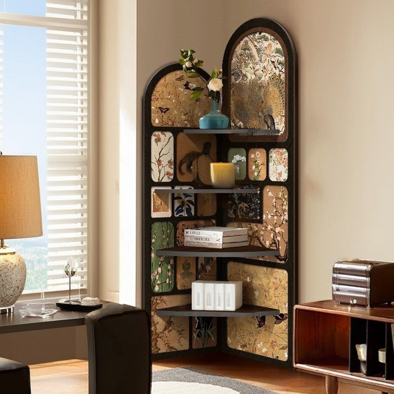 中古转角柜子床i头落地摆件装饰书架客厅收纳复古三角柜墙角置物