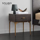 轻奢后现代进口实木卧室赫尔墨斯床头柜北欧复古客厅民宿边几方几