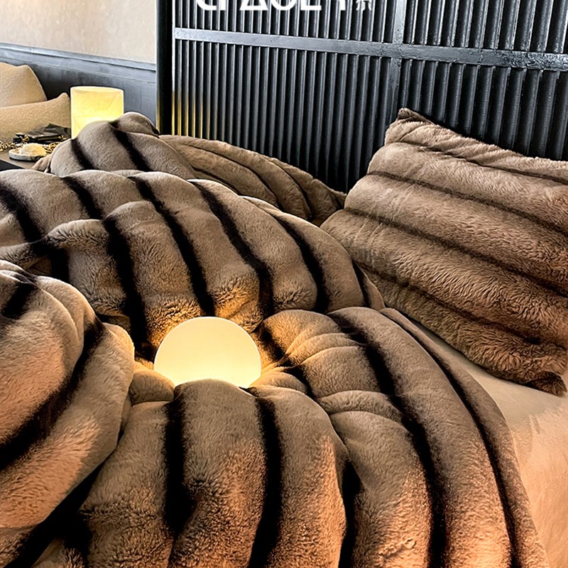 巢尔高级感兔兔绒牛奶绒s四件套加绒加厚被罩保暖居家卧室床上用