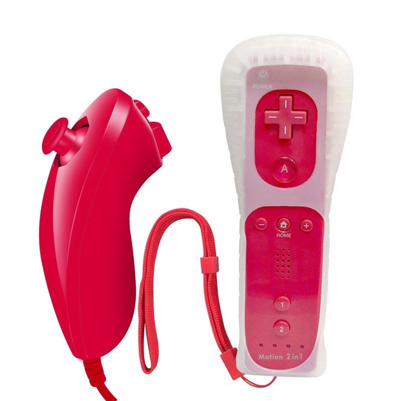 WII主机游戏左右手柄 Wii直柄+鸡腿手柄弯柄配硅胶套手绳带加速器