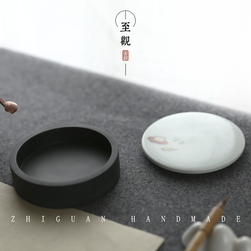 砚台 墨池 砚台带盖砚台 带盖 原石墨砚台S带盖带盖墨池墨海