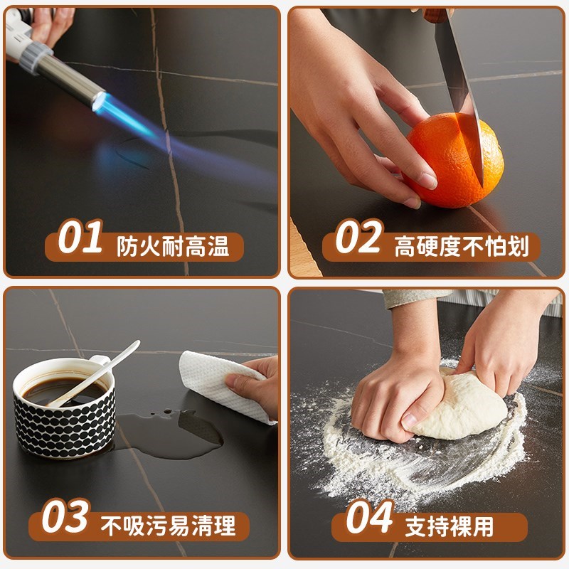 岩板餐桌实木家用吃饭桌客u厅长桌子小户型简约餐桌长方形洽谈桌