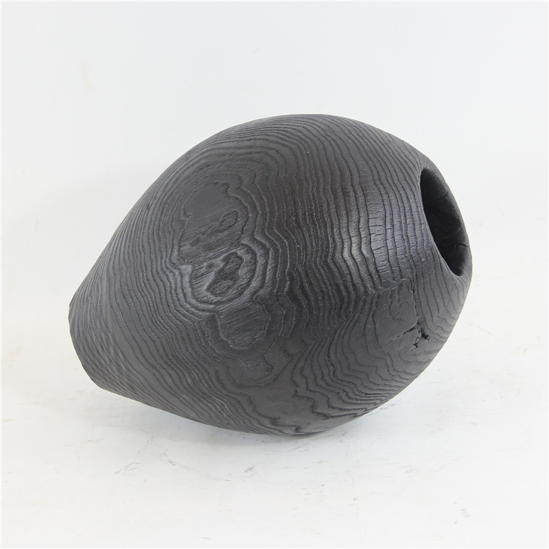 销售手制新中式碳化栗木黑色瓮B瓶花瓶家居别墅侘寂风装饰摆件