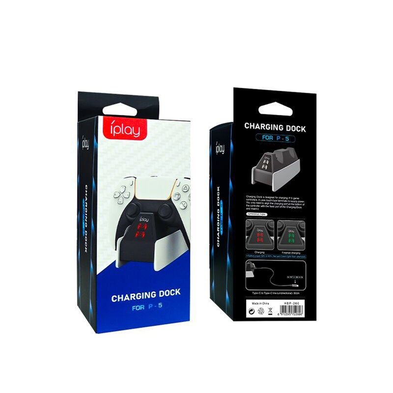 PS5 手柄火车头双充 PS5无线游戏手柄双底座充电器 双座充带灯