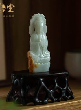 大善堂孤品【和田玉观音】桌面摆件客厅家居高档饰品 送鉴定证书