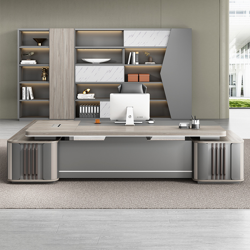 台人大现代老板班公室大气桌子轻桌椅经理董事简约办公室老板桌家