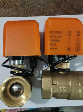 220V DC12V/24V两线电动球阀通电打开常闭电磁阀DN15 20 25 32 40