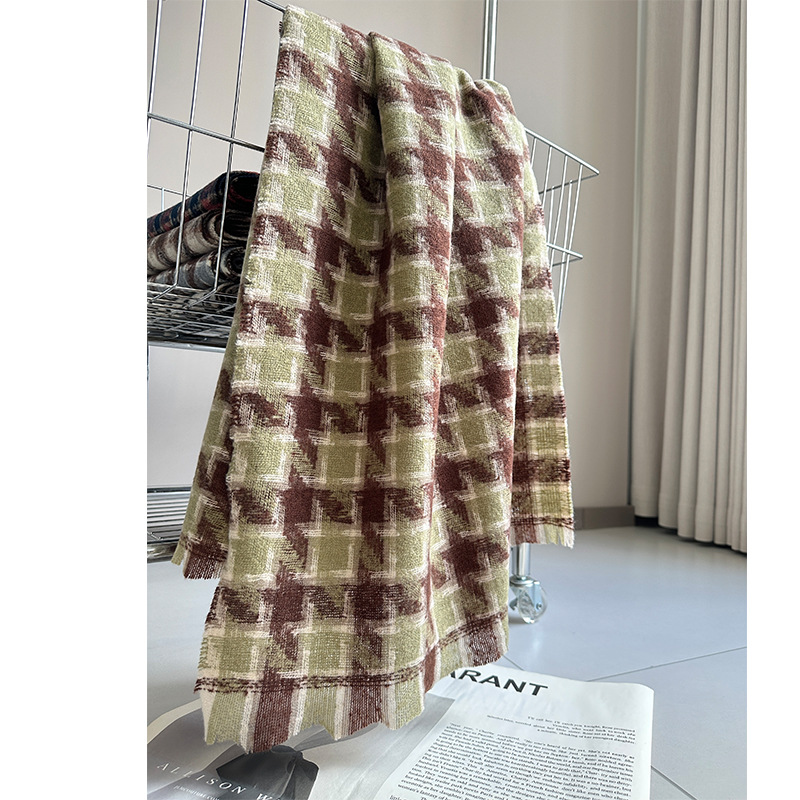 软糯圈圈纱千鸟格围巾女秋冬新品